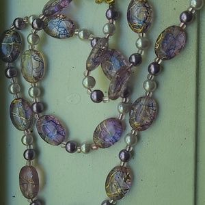 32-inch faux anathyst and pearl necklace